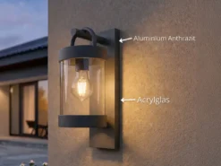 LED Außenwandleuchte Laterne im Landhausstil, Anthrazit, Höhe 33cm