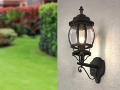 LED Außenwandleuchte, Laterne stehend Aluminium Schwarz Höhe 49cm