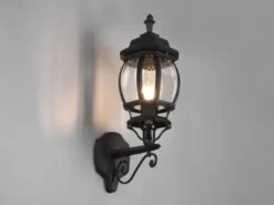 LED Außenwandleuchte, Laterne stehend Aluminium Schwarz Höhe 49cm