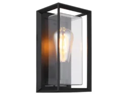 LED Außenwandleuchte Laterne aus Aluminium in Schwarz, Höhe 25cm