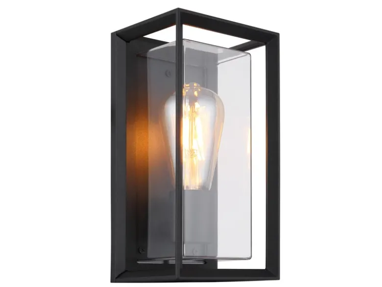 LED Außenwandleuchte Laterne aus Aluminium in Schwarz, Höhe 25cm