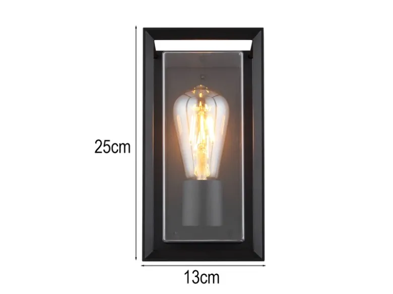 LED Außenwandleuchte Laterne aus Aluminium in Schwarz, Höhe 25cm
