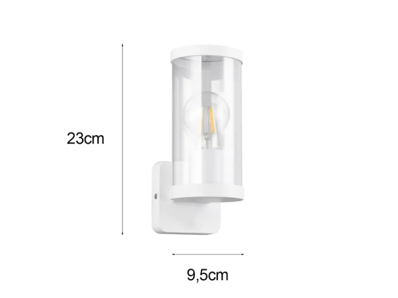 LED Außenwandleuchte, Laterne Aluminium Weiß, Höhe 23cm