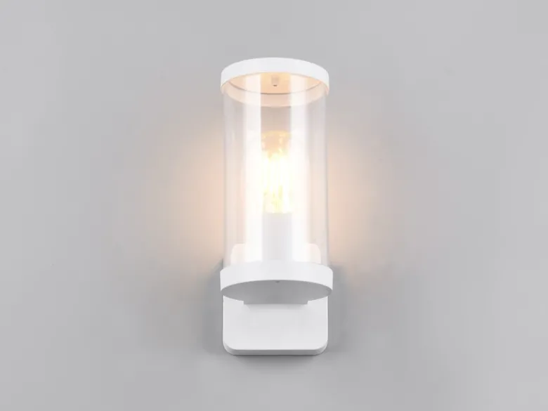 LED Außenwandleuchte, Laterne Aluminium Weiß, Höhe 23cm