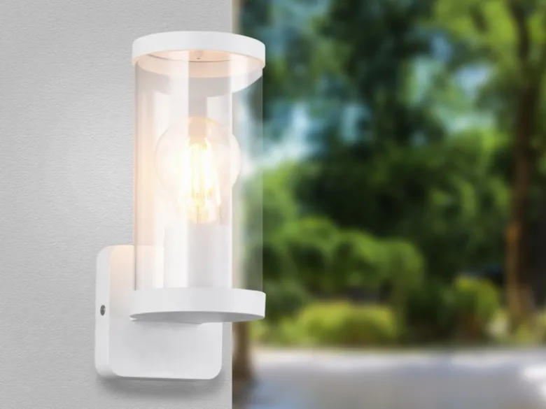 LED Außenwandleuchte, Laterne Aluminium Weiß, Höhe 23cm