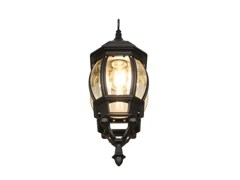 LED Außenwandleuchte, Laterne hängend Aluminium Schwarz Höhe 49cm