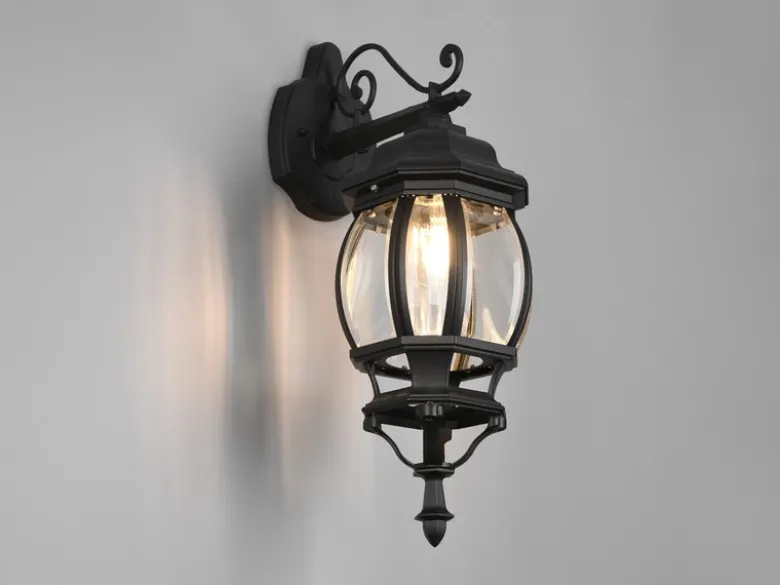 LED Außenwandleuchte, Laterne hängend Aluminium Schwarz Höhe 49cm