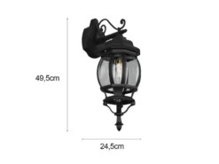 LED Außenwandleuchte, Laterne hängend Aluminium Schwarz Höhe 49cm