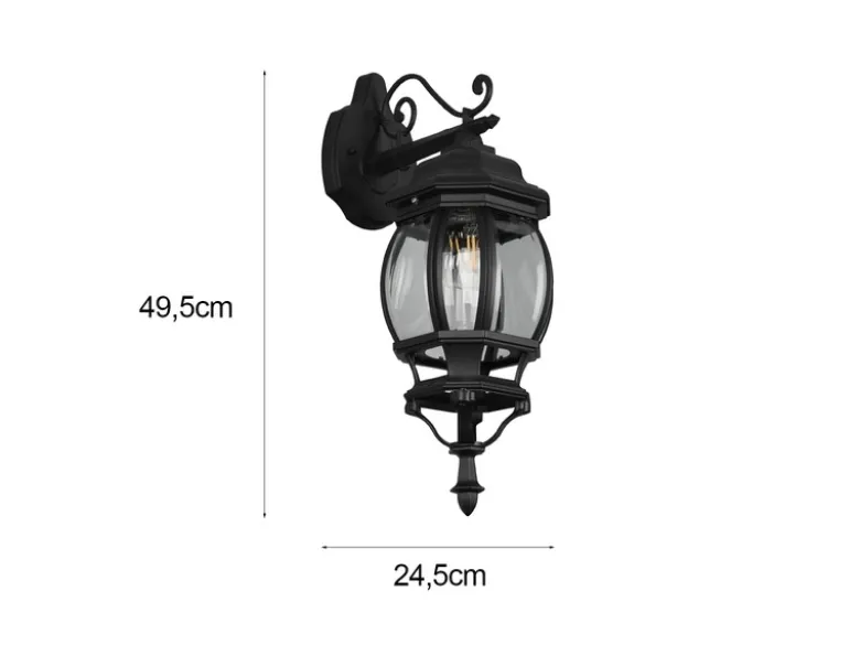 LED Außenwandleuchte, Laterne hängend Aluminium Schwarz Höhe 49cm