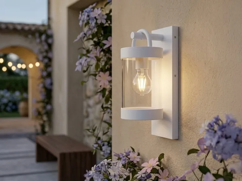 LED Außenwandleuchte Laterne im Landhausstil, Weiß, Höhe 33cm