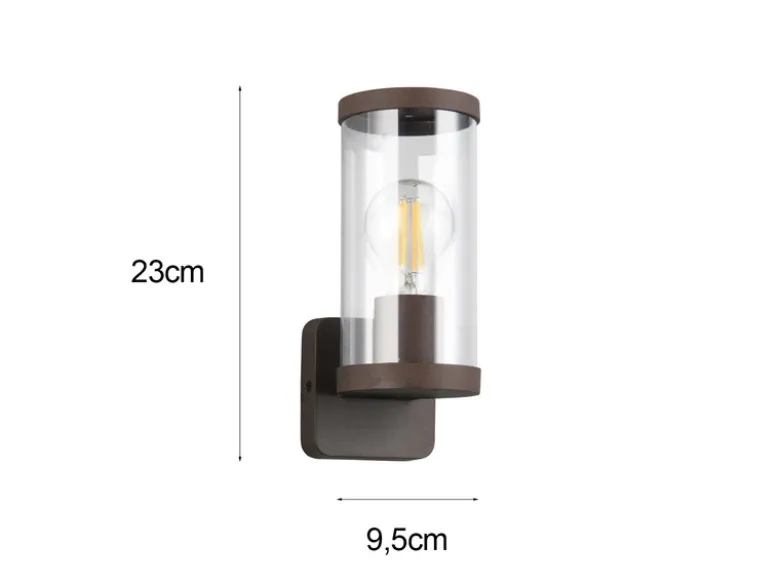 LED Außenwandleuchte, Laterne Aluminium Rostoptik, Höhe 23cm
