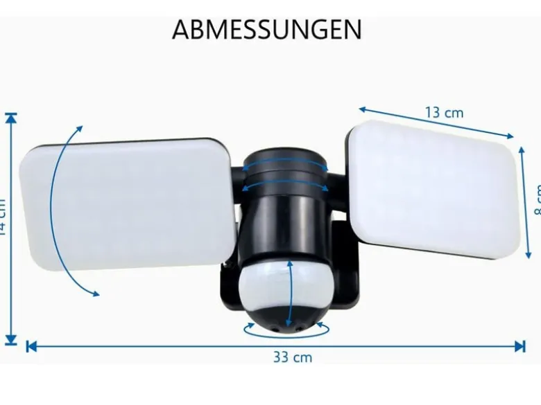 LED Außenwandleuchte mit Bewegungsmelder Schwarz Breite 33cm Panels 10W IP54