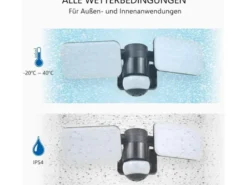LED Außenwandleuchte mit Bewegungsmelder Schwarz Breite 33cm Panels 10W IP54
