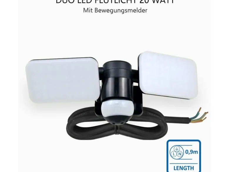 LED Außenwandleuchte mit Bewegungsmelder Schwarz Breite 33cm Panels 10W IP54
