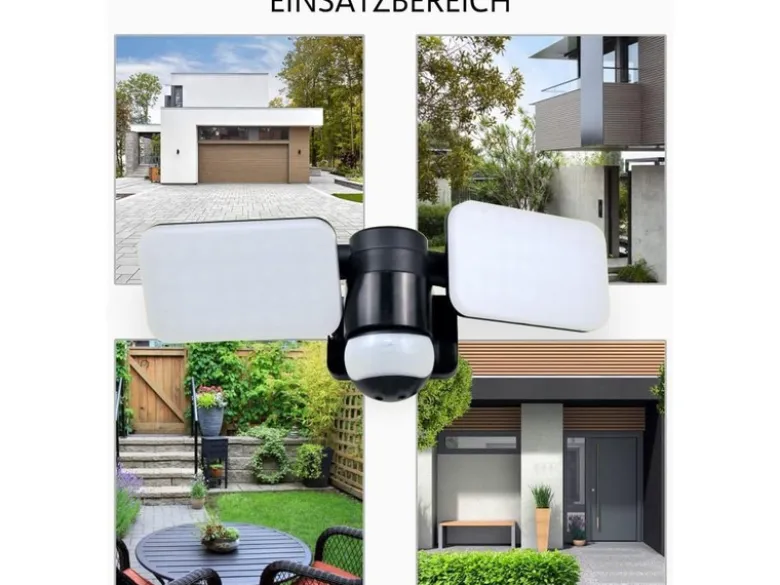 LED Außenwandleuchte mit Bewegungsmelder Schwarz Breite 33cm Panels 10W IP54