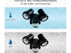 LED Außenwandleuchte mit Bewegungsmelder Schwarz Breite 17cm Strahler 10W IP54