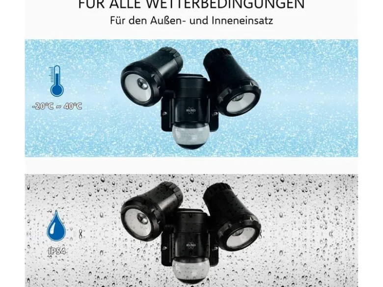 LED Außenwandleuchte mit Bewegungsmelder Schwarz Breite 17cm Strahler 10W IP54