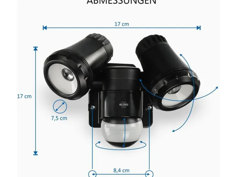 LED Außenwandleuchte mit Bewegungsmelder Schwarz Breite 17cm Strahler 10W IP54