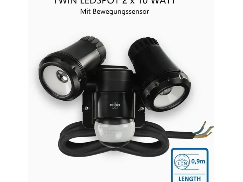 LED Außenwandleuchte mit Bewegungsmelder Schwarz Breite 17cm Strahler 10W IP54