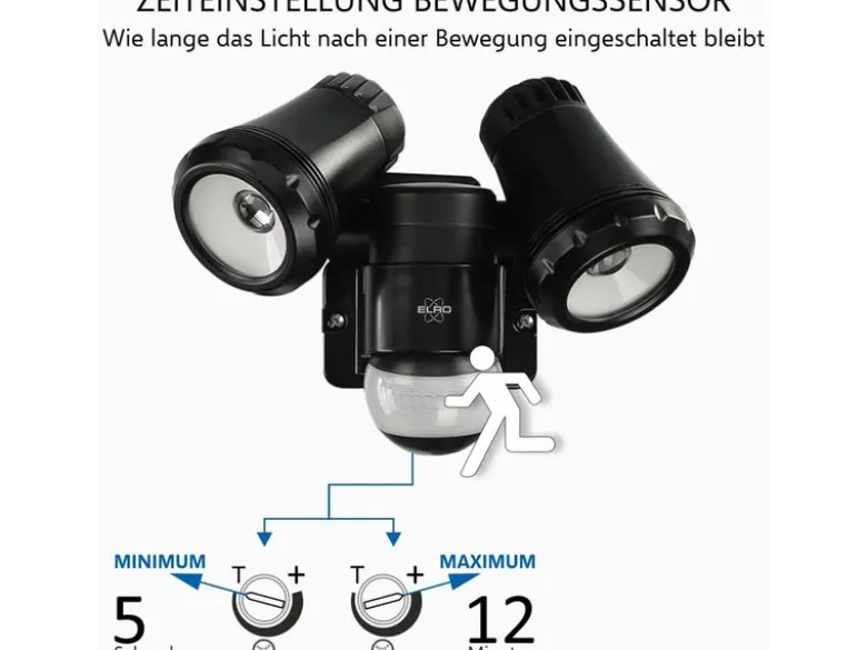 LED Außenwandleuchte mit Bewegungsmelder Schwarz Breite 17cm Strahler 10W IP54