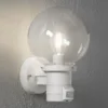 LED Außenwandleuchte mit Bewegungsmelder, Weiß mit Glas Kugel Ø 20cm