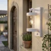 LED Außenwandleuchte mit Bewegungsmelder, Laterne Weiß, Höhe 33cm