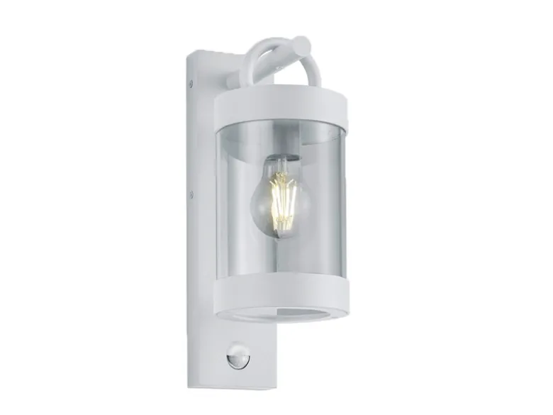 LED Außenwandleuchte mit Bewegungsmelder, Laterne Weiß, Höhe 33cm