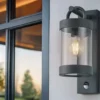 LED Außenwandleuchte mit Bewegungsmelder, Laterne Anthrazit, Höhe 33cm