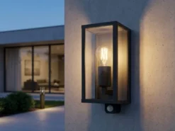 LED Außenwandleuchte mit Bewegungsmelder in Anthrazit, Höhe 29cm