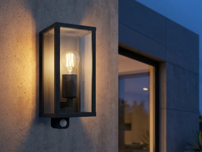 LED Außenwandleuchte mit Bewegungsmelder in Anthrazit, Höhe 29cm