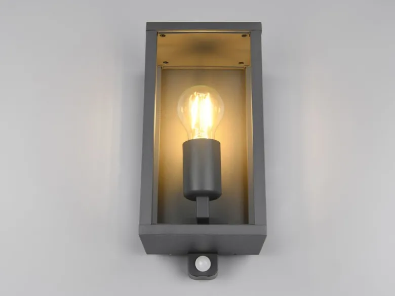 LED Außenwandleuchte mit Bewegungsmelder in Anthrazit, Höhe 29cm
