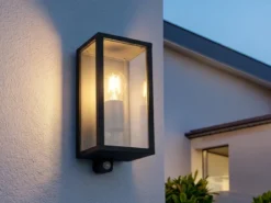 LED Außenwandleuchte mit Bewegungsmelder in Anthrazit, Höhe 29cm