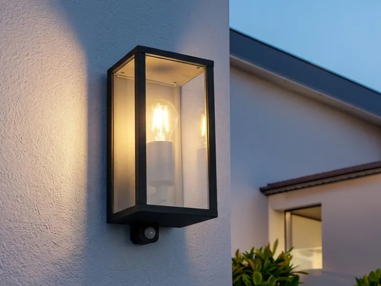 LED Außenwandleuchte mit Bewegungsmelder in Anthrazit, Höhe 29cm