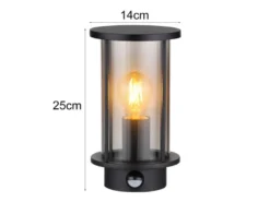 LED Außenwandleuchte mit Bewegungsmelder aus Edelstahl & Rauchglas, H: 25cm