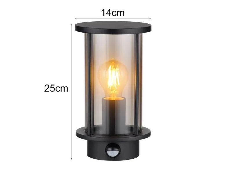 LED Außenwandleuchte mit Bewegungsmelder aus Edelstahl & Rauchglas, H: 25cm