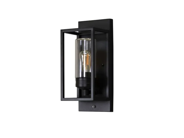 LED Außenwandleuchte mit Dämmerungssensor, H: 40cm Edelstahl Schwarz
