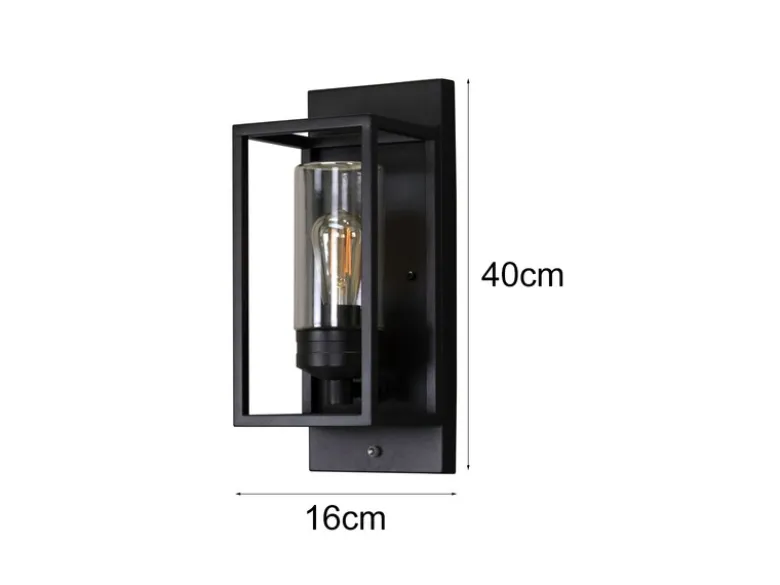 LED Außenwandleuchte mit Dämmerungssensor, H: 40cm Edelstahl Schwarz