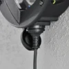 LED Außenwandleuchte mit Steckdose, Alu Schwarz & Opalglas, Höhe 36cm
