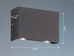 LED Außenwandleuchte NAIROBI Schwarz mit Up and Down Licht - 12cm breit
