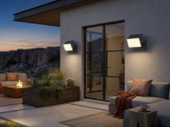 LED Außenwandleuchten 2er SET aus Aluminium in Anthrazit, Breite 20cm