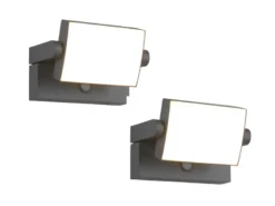 LED Außenwandleuchten 2er SET ALU in Anthrazit mit Bewegungsmelder, Breite 20cm