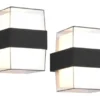 LED Außenwandleuchten 2er SET eckig UP and DOWN Anthrazit 13x9cm
