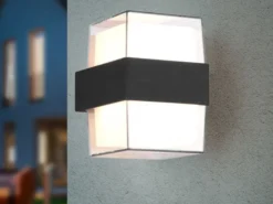 LED Außenwandleuchten 2er SET eckig UP and DOWN Anthrazit 13x9cm