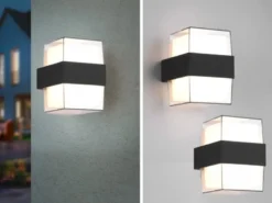 LED Außenwandleuchten 2er SET eckig UP and DOWN Anthrazit 13x9cm
