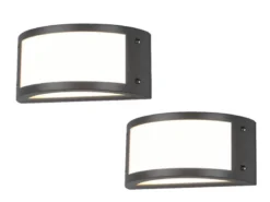 LED Außenwandleuchten 2er Set halbrund in Anthrazit, Breite 24,8 cm