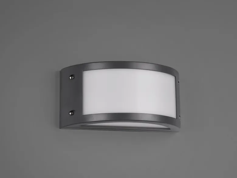 LED Außenwandleuchten 2er Set halbrund in Anthrazit, Breite 24,8 cm