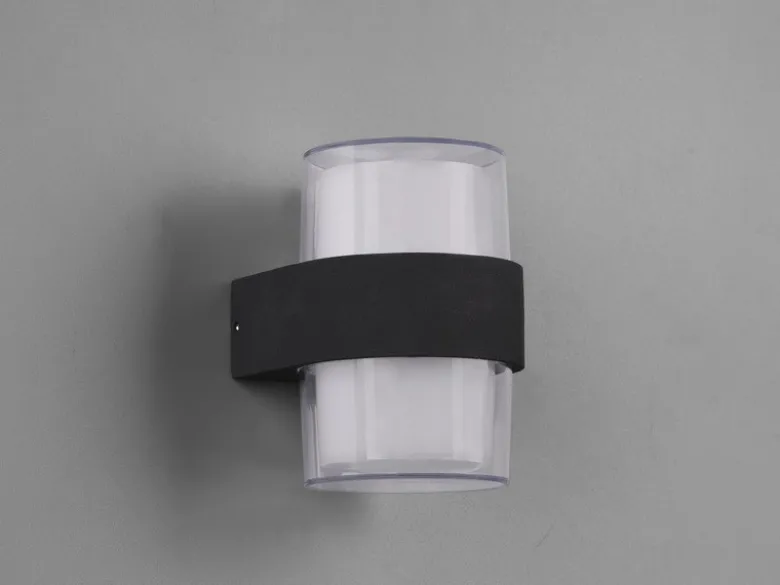 LED Außenwandleuchten 2er SET rund UP and DOWN Anthrazit 13x9cm