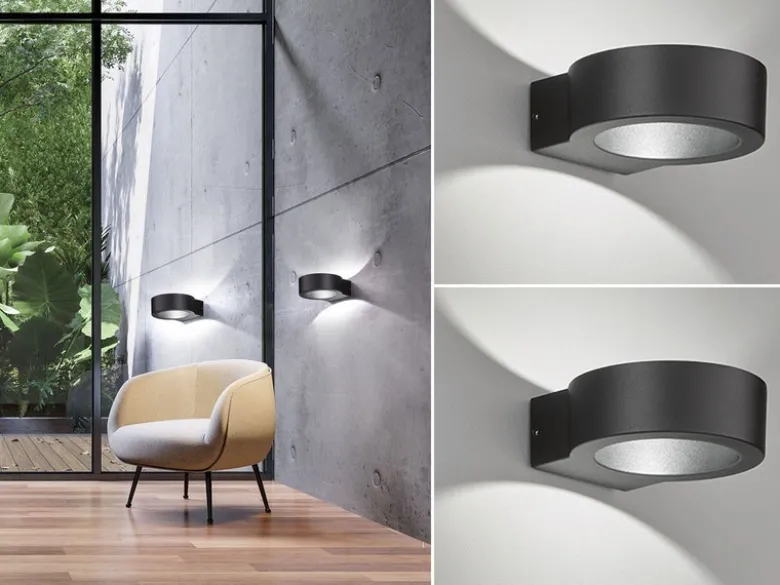 LED Außenwandleuchten 2er SET Schwarz mit Up and Down Licht - 15cm breit