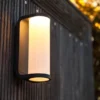 LED Außenwandleuchten 2er SET Schwarz, Glas-Zylinder 7x20cm
