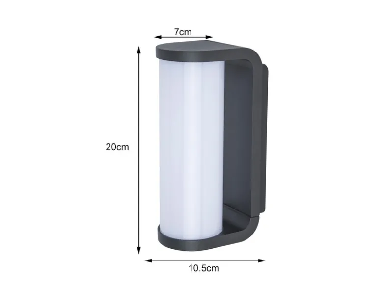 LED Außenwandleuchten 2er SET Schwarz, Glas-Zylinder 7x20cm
